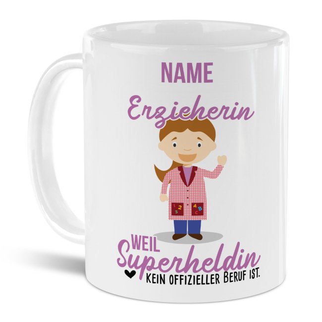 Berufe-Tasse f&uuml;r Frauen - Erzieherin - mit Name