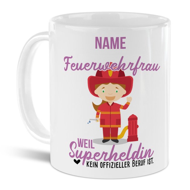 Berufe-Tasse f&uuml;r Frauen - Feuerwehrfrau - mit Name