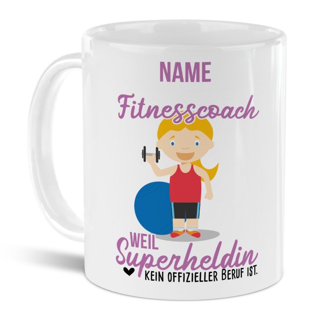 Berufe-Tasse f&uuml;r Frauen - Fitnesscoach - mit Name