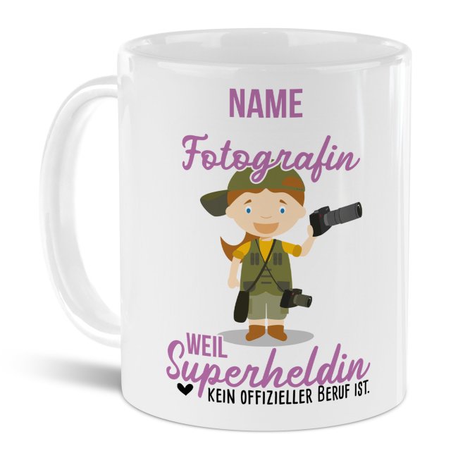 Berufe-Tasse f&uuml;r Frauen - Fotografin - mit Name