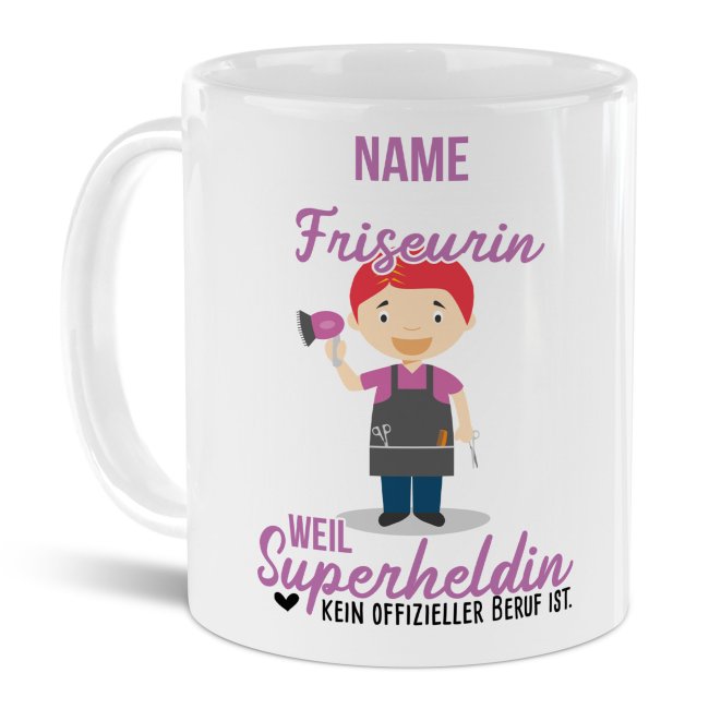 Berufe-Tasse f&uuml;r Frauen - Friseurin - mit Name