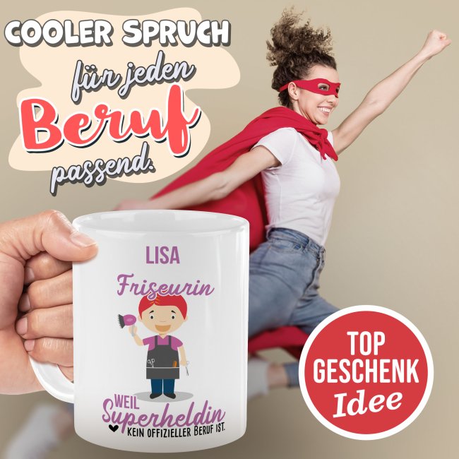 Berufe-Tasse f&uuml;r Frauen - Friseurin - mit Name