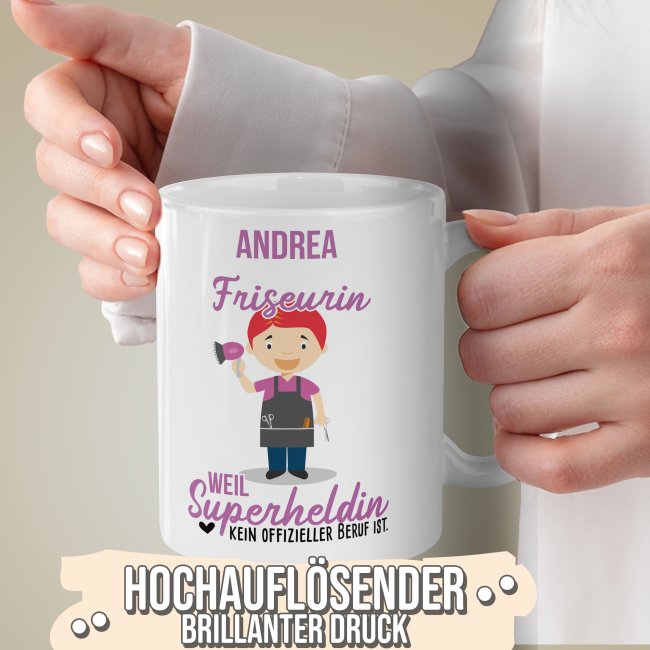 Berufe-Tasse f&uuml;r Frauen - Friseurin - mit Name