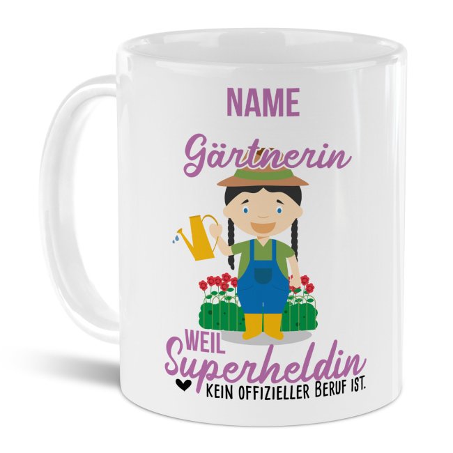 Berufe-Tasse f&uuml;r Frauen - G&auml;rtnerin - mit Name