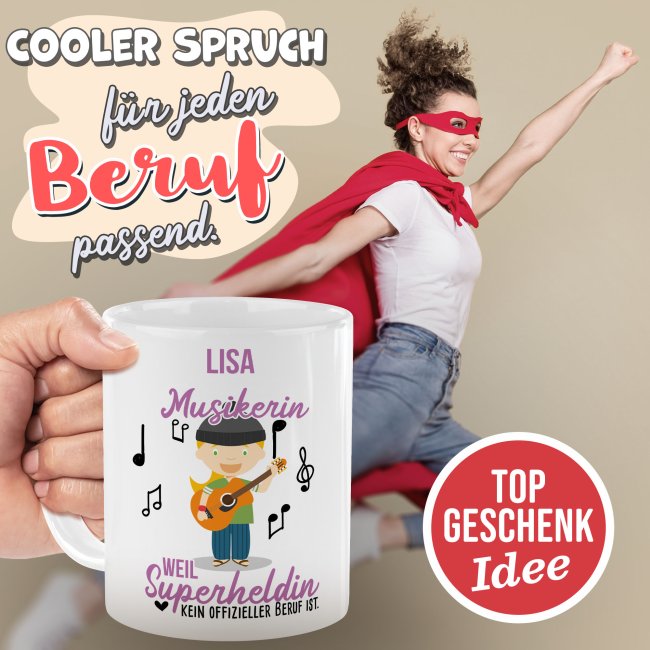 Berufe-Tasse f&uuml;r Frauen - Musikerin - mit Name