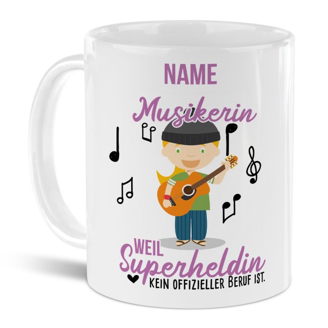 Berufe-Tasse f&uuml;r Frauen - Musikerin - mit Name