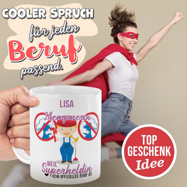 Berufe-Tasse f&uuml;r Frauen - Klempnerin - mit Name