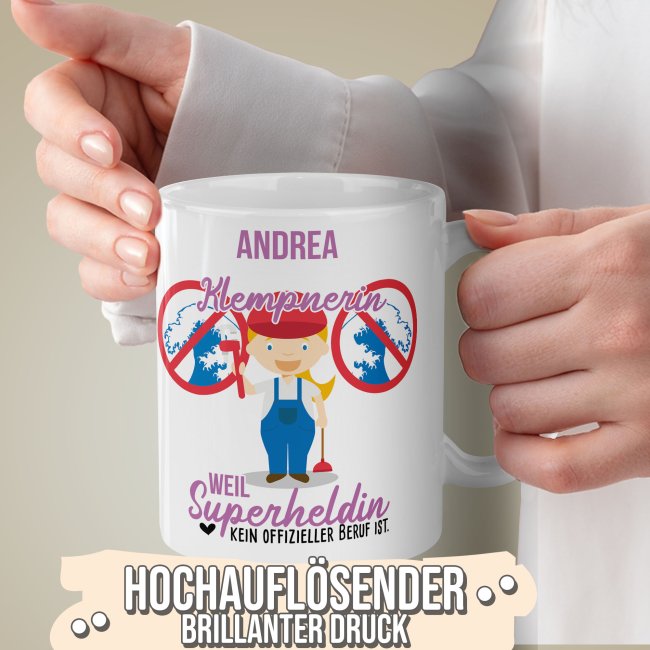 Berufe-Tasse f&uuml;r Frauen - Klempnerin - mit Name