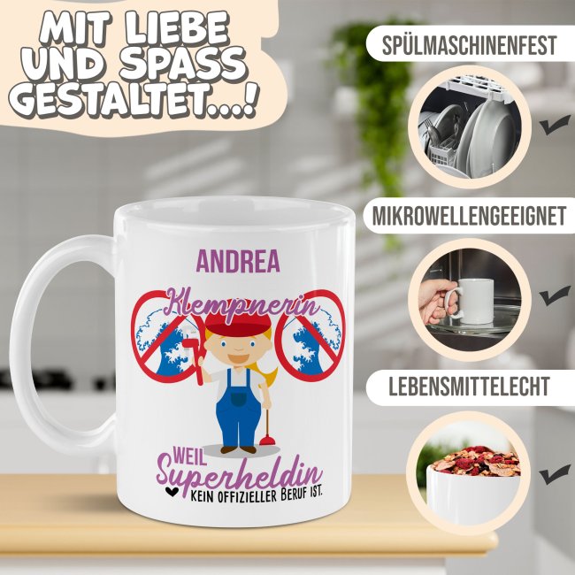 Berufe-Tasse f&uuml;r Frauen - Klempnerin - mit Name