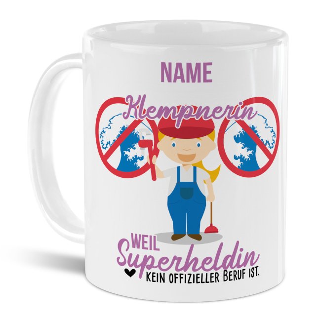 Berufe-Tasse f&uuml;r Frauen - Klempnerin - mit Name