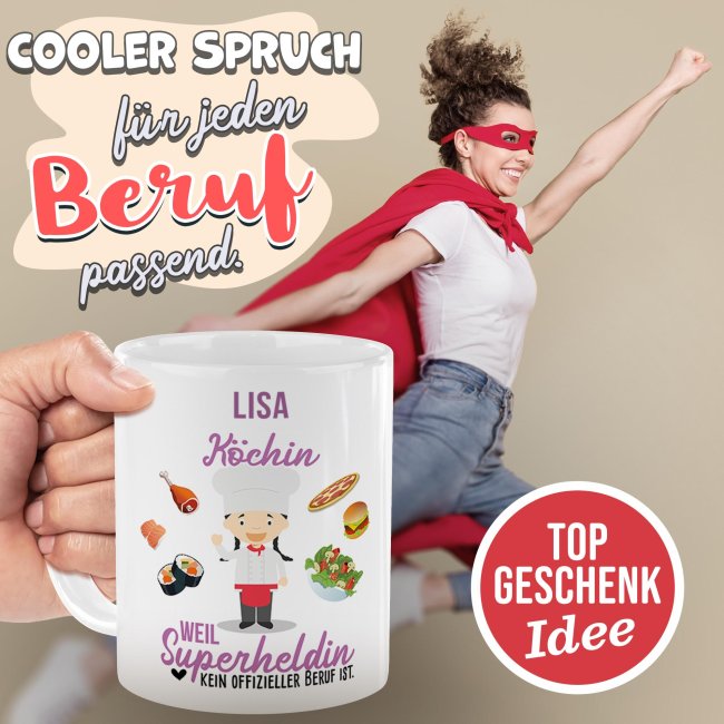 Berufe-Tasse f&uuml;r Frauen - K&ouml;chin - mit Name