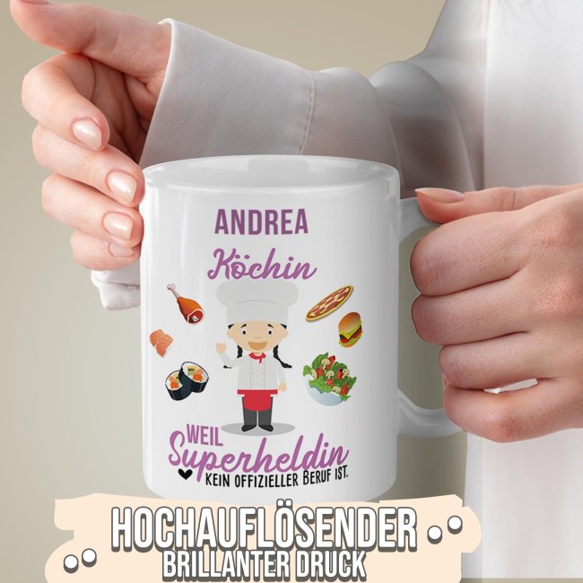 Berufe-Tasse f&uuml;r Frauen - K&ouml;chin - mit Name