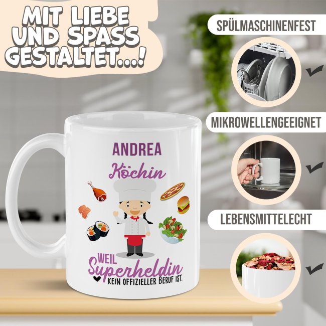 Berufe-Tasse f&uuml;r Frauen - K&ouml;chin - mit Name