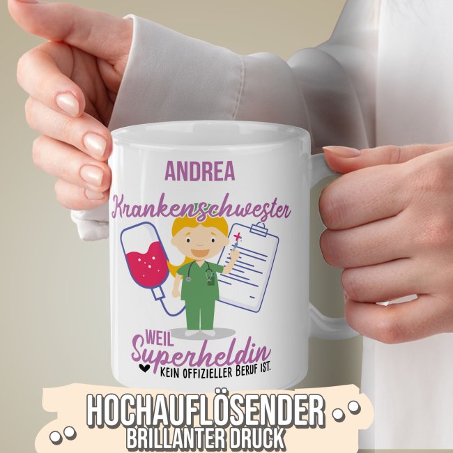 Berufe-Tasse f&uuml;r Frauen - Krankenschwester - mit Name