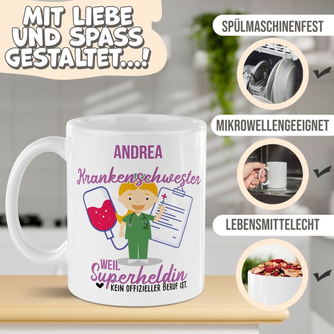 Berufe-Tasse f&uuml;r Frauen - Krankenschwester - mit Name