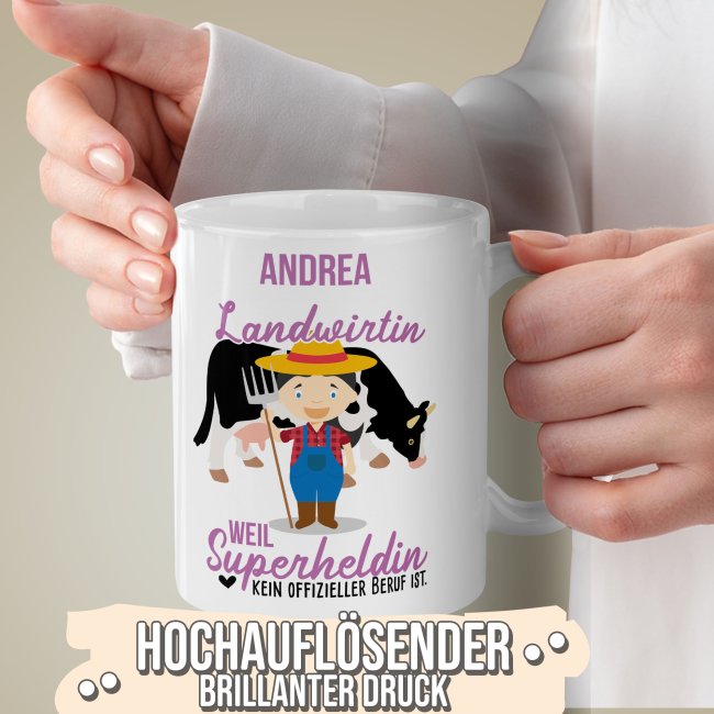 Berufe-Tasse f&uuml;r Frauen - Landwirtin - mit Name