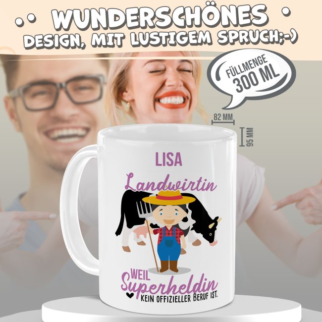 Berufe-Tasse f&uuml;r Frauen - Landwirtin - mit Name