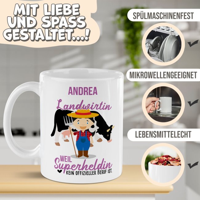 Berufe-Tasse f&uuml;r Frauen - Landwirtin - mit Name