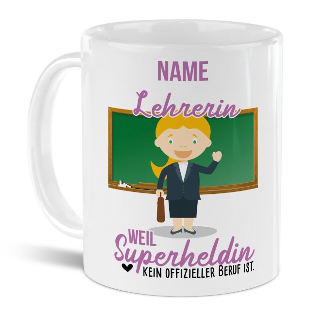 Berufe-Tasse f&uuml;r Frauen - Lehrerin - mit Name