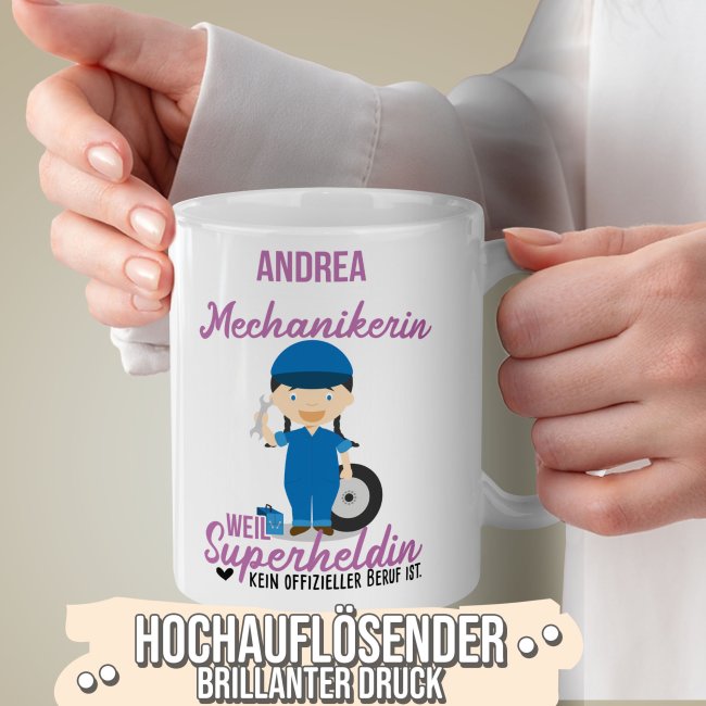 Berufe-Tasse f&uuml;r Frauen - Mechanikerin - mit Name