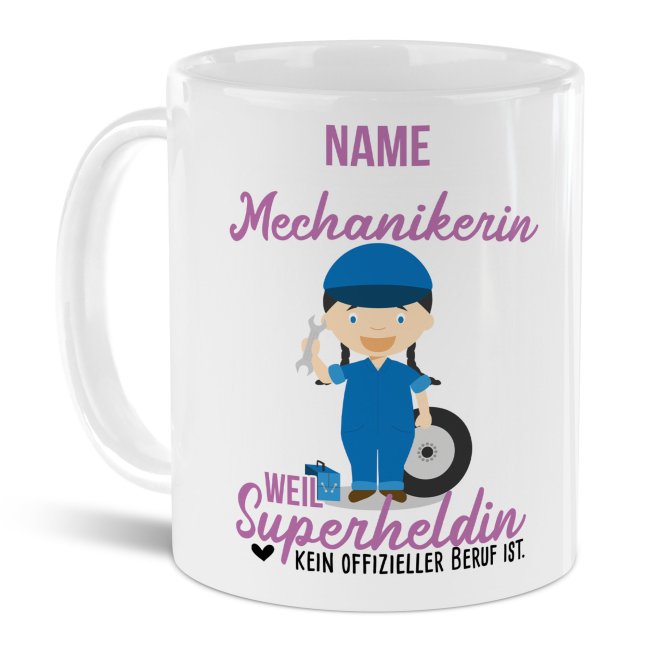 Berufe-Tasse f&uuml;r Frauen - Mechanikerin - mit Name