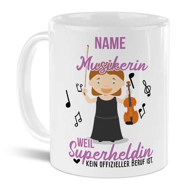 Berufe-Tasse f&uuml;r Frauen - Musikerin - mit Name