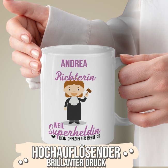 Berufe-Tasse f&uuml;r Frauen - Richterin - mit Name