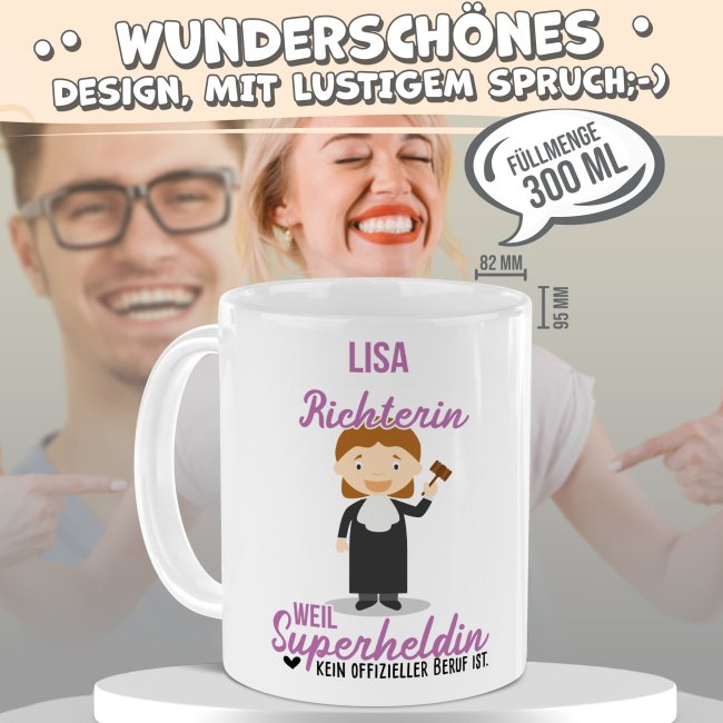 Berufe-Tasse f&uuml;r Frauen - Richterin - mit Name