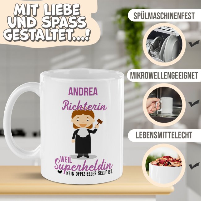 Berufe-Tasse f&uuml;r Frauen - Richterin - mit Name