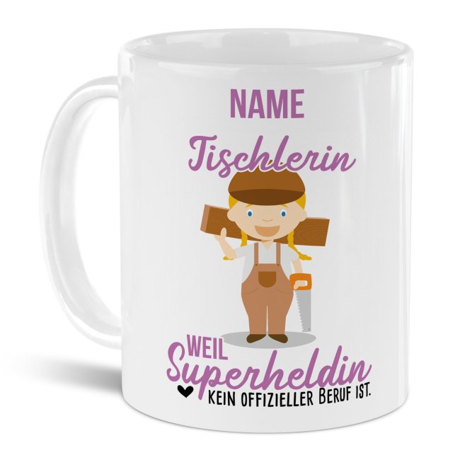 Berufe-Tasse f&uuml;r Frauen - Tischlerin - mit Name