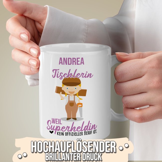 Berufe-Tasse f&uuml;r Frauen - Tischlerin - mit Name