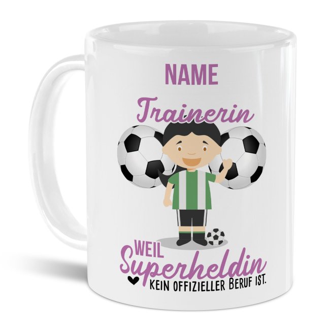 Berufe-Tasse f&uuml;r Frauen - Trainerin - mit Name