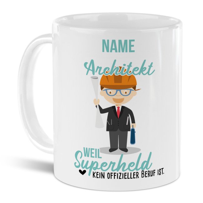 Berufe-Tasse f&uuml;r M&auml;nner - Architekt - mit Name