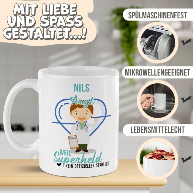 Berufe-Tasse f&uuml;r M&auml;nner - Arzt - mit Name