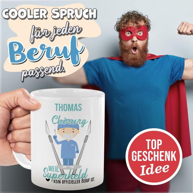 Berufe-Tasse f&uuml;r M&auml;nner - Chirurg - mit Name