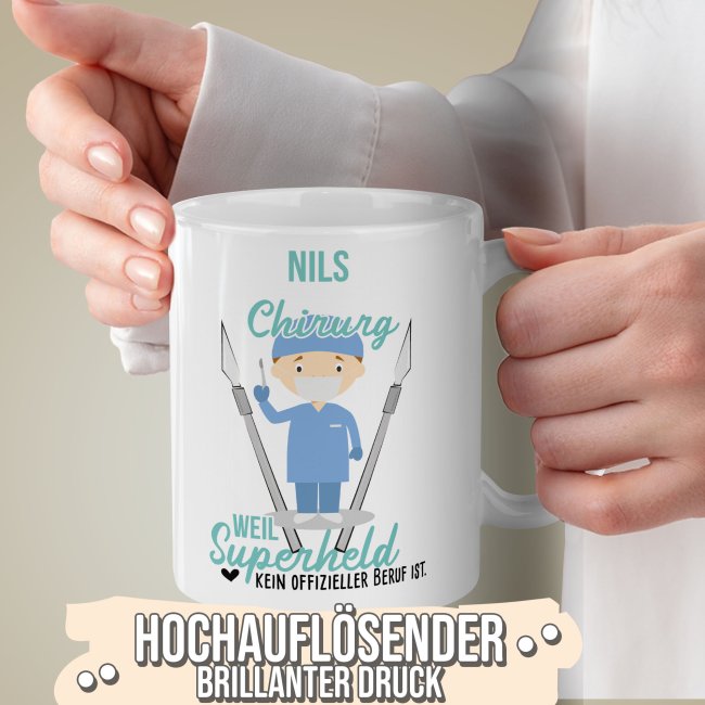 Berufe-Tasse f&uuml;r M&auml;nner - Chirurg - mit Name