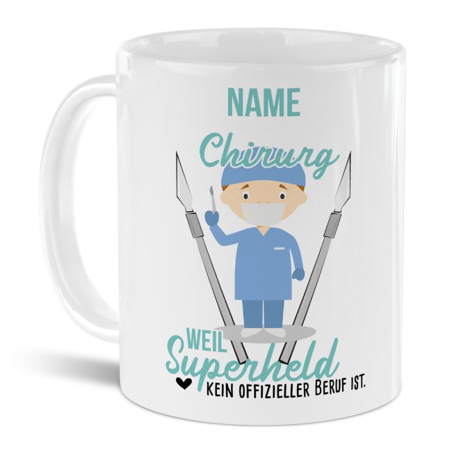 Berufe-Tasse f&uuml;r M&auml;nner - Chirurg - mit Name