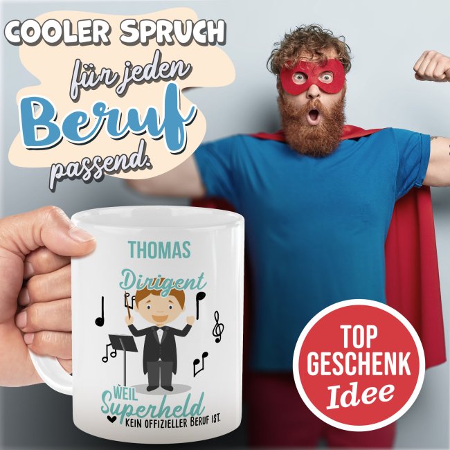 Berufe-Tasse f&uuml;r M&auml;nner - Dirigent - mit Name