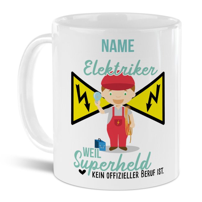 Berufe-Tasse f&uuml;r M&auml;nner - Elektriker - mit Name