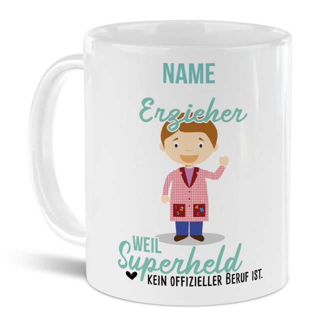 Berufe-Tasse f&uuml;r M&auml;nner - Erzieher - mit Name