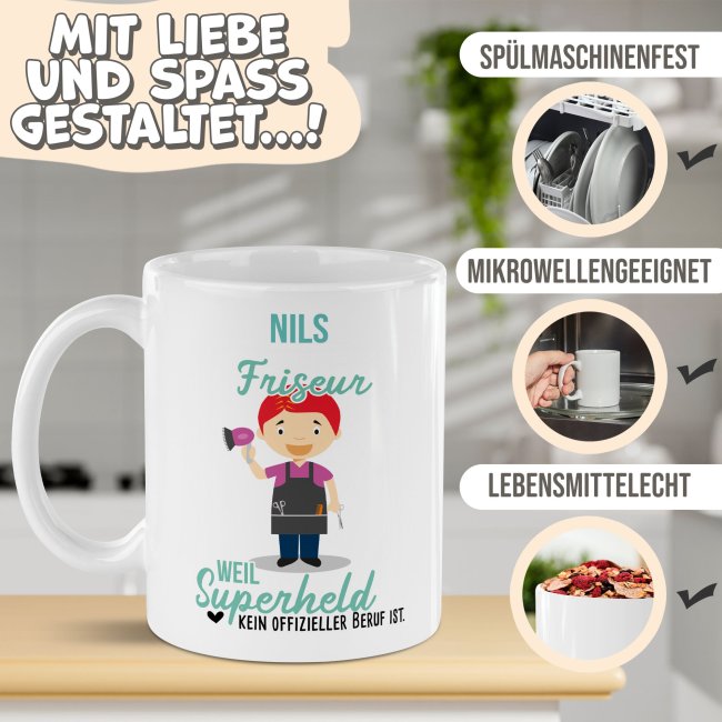 Berufe-Tasse f&uuml;r M&auml;nner - Friseur - mit Name