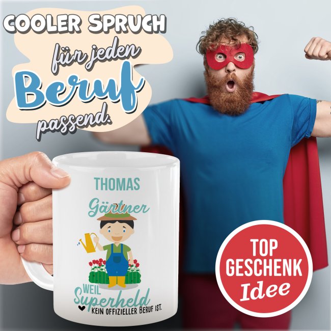 Berufe-Tasse f&uuml;r M&auml;nner - G&auml;rtner - mit Name