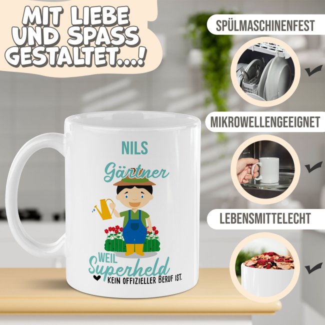 Berufe-Tasse f&uuml;r M&auml;nner - G&auml;rtner - mit Name