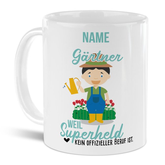 Berufe-Tasse f&uuml;r M&auml;nner - G&auml;rtner - mit Name