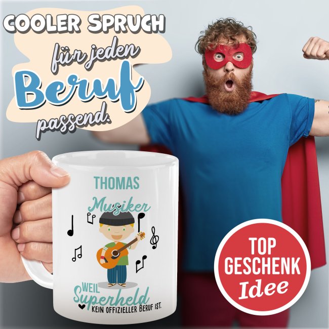 Berufe-Tasse f&uuml;r M&auml;nner - Gitarrist - mit Name