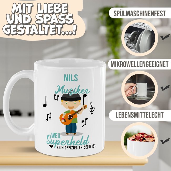 Berufe-Tasse f&uuml;r M&auml;nner - Gitarrist - mit Name