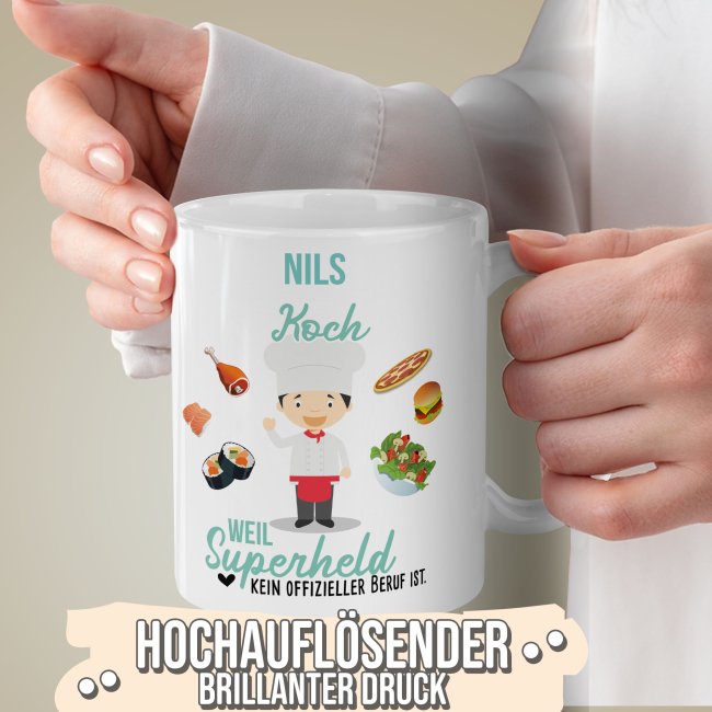 Berufe-Tasse f&uuml;r M&auml;nner - Koch - mit Name