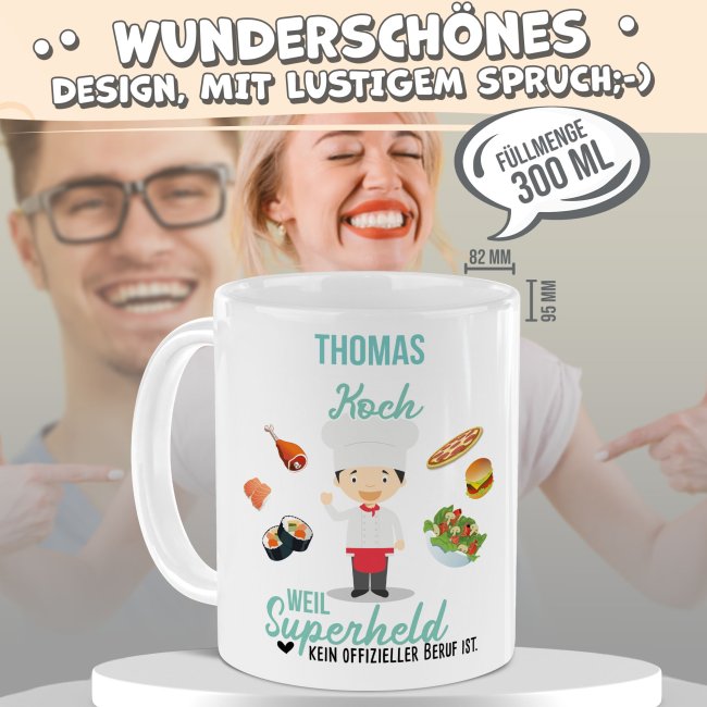 Berufe-Tasse f&uuml;r M&auml;nner - Koch - mit Name