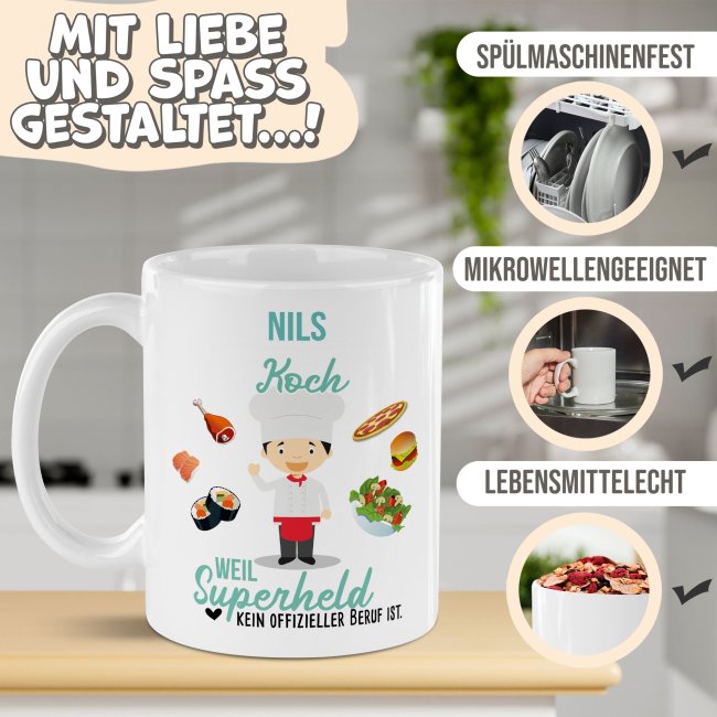 Berufe-Tasse f&uuml;r M&auml;nner - Koch - mit Name