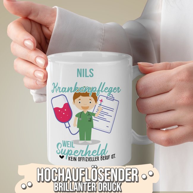 Berufe-Tasse f&uuml;r M&auml;nner - Krankenpfleger - mit Name